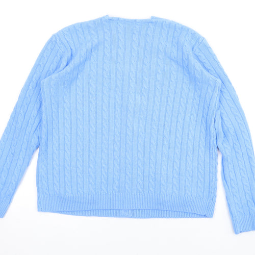 Emma Womens Blue V-Neck Acrylic Cardigan Jumper Size XS