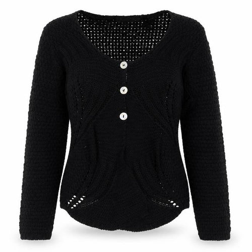 Alexara Womens Black V-Neck Acrylic Cardigan Jumper Size S