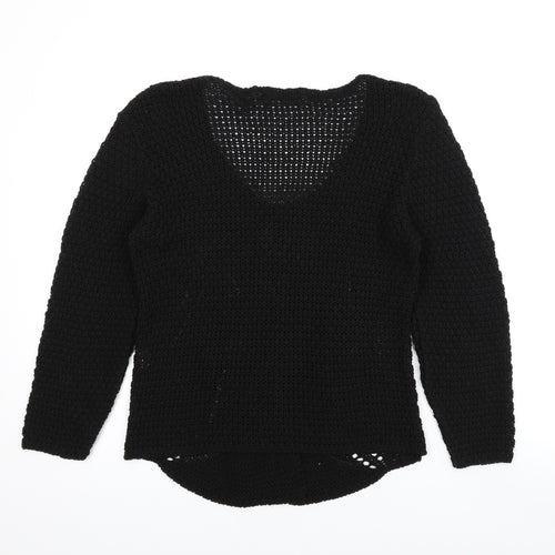 Alexara Womens Black V-Neck Acrylic Cardigan Jumper Size S