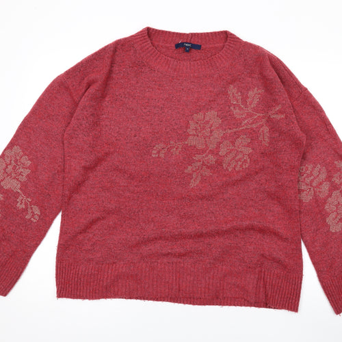 NEXT Womens Pink Round Neck Floral Acrylic Pullover Jumper Size 10