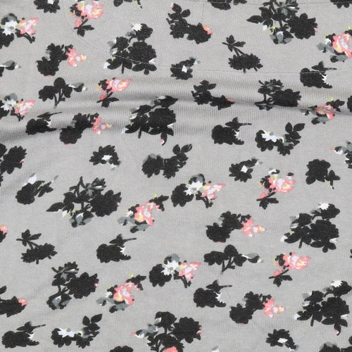 NEXT Womens Grey Round Neck Floral Cotton Pullover Jumper Size 10
