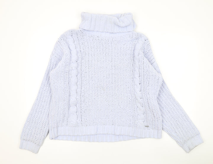 Hollister Womens Blue Roll Neck Acrylic Pullover Jumper Size M