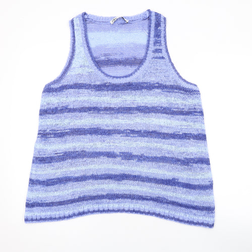 Zara Womens Purple Striped Acrylic Basic Tank Size M Scoop Neck