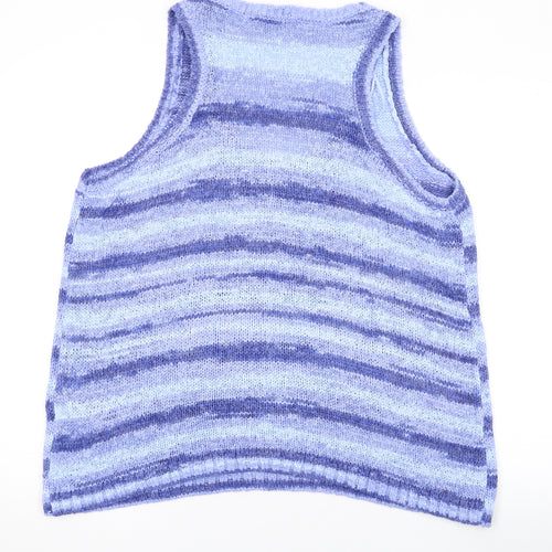 Zara Womens Purple Striped Acrylic Basic Tank Size M Scoop Neck