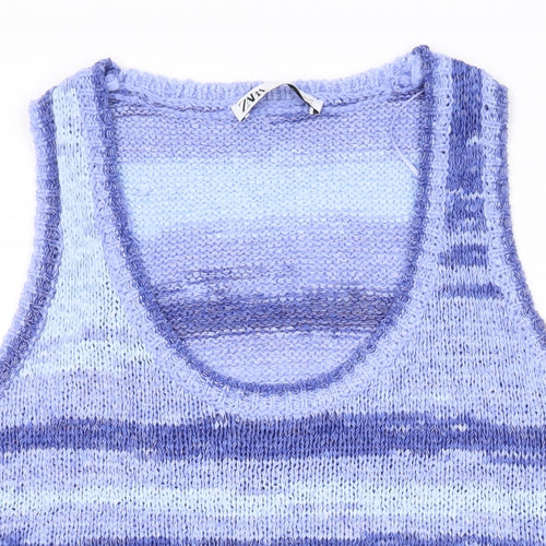 Zara Womens Purple Striped Acrylic Basic Tank Size M Scoop Neck