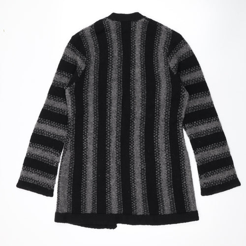 Jaeger Womens Blue V-Neck Striped Wool Cardigan Jumper Size M