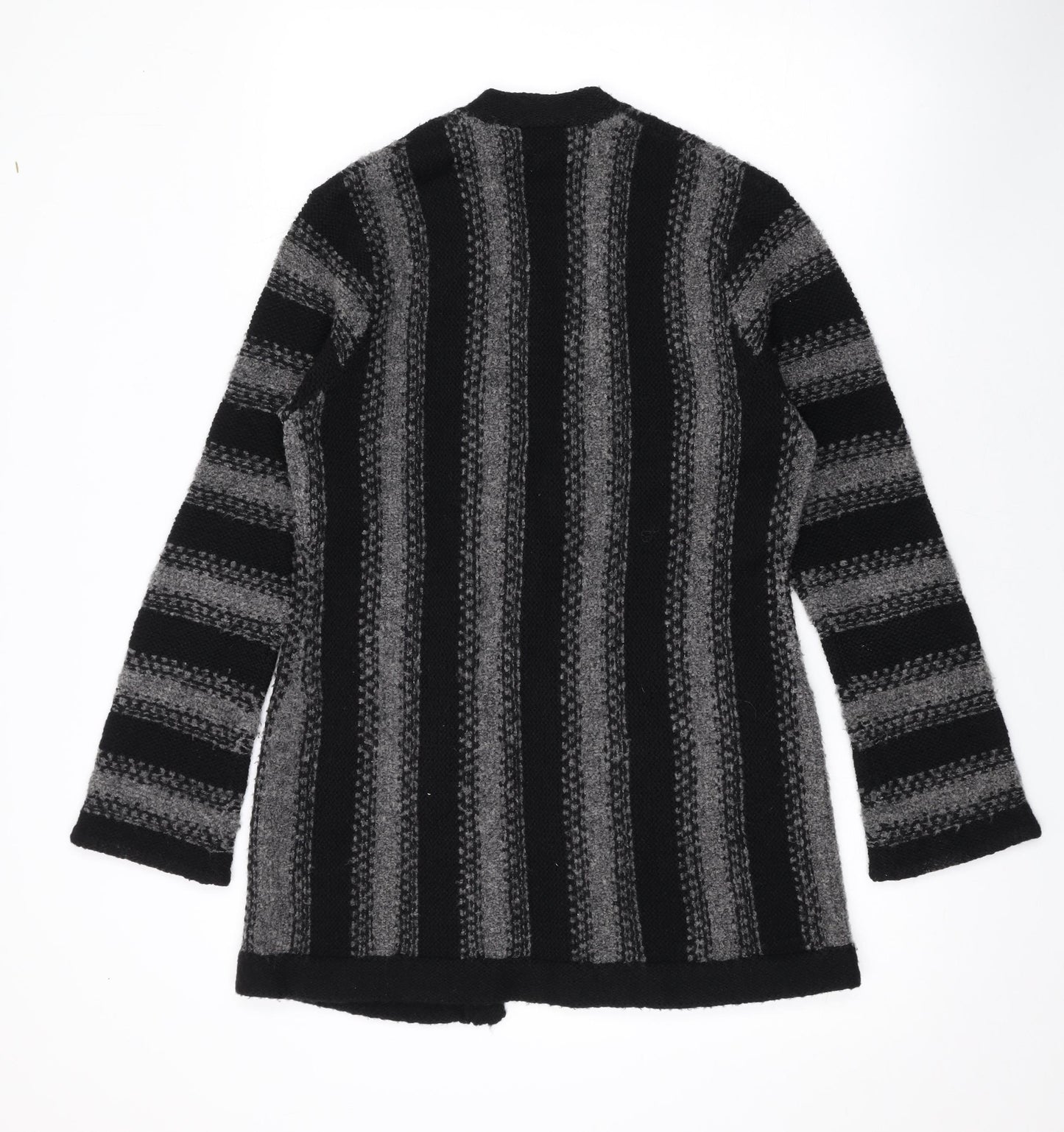 Jaeger Womens Blue V-Neck Striped Wool Cardigan Jumper Size M