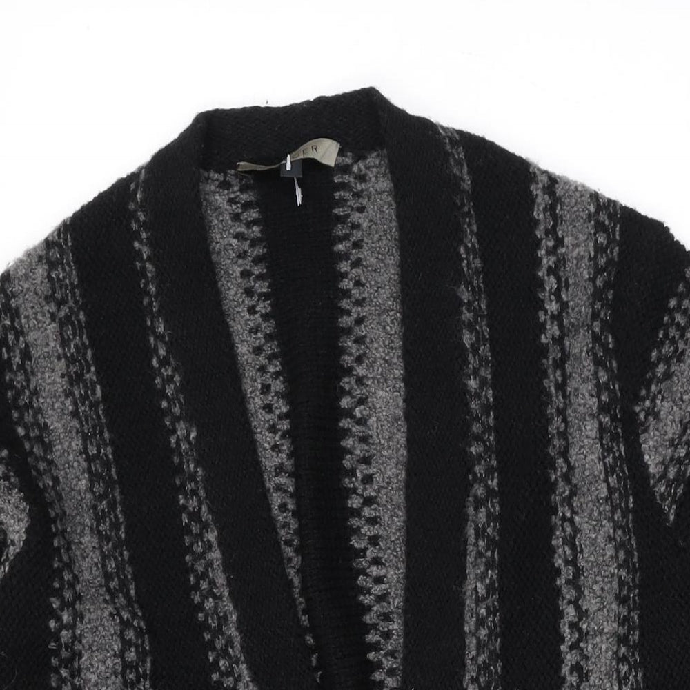 Jaeger Womens Blue V-Neck Striped Wool Cardigan Jumper Size M