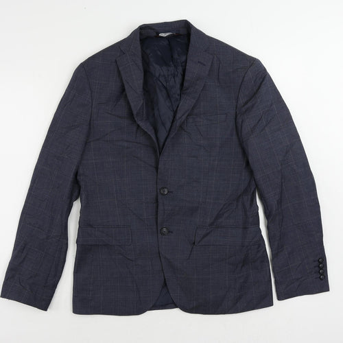 Marks and Spencer Mens Blue Check Polyester Jacket Suit Jacket Size 38 Regular