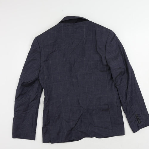 Marks and Spencer Mens Blue Check Polyester Jacket Suit Jacket Size 38 Regular