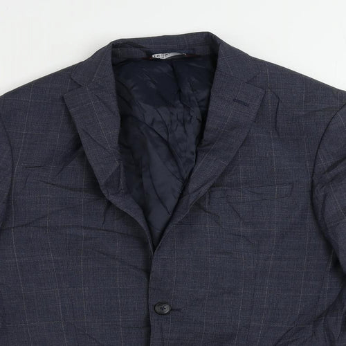 Marks and Spencer Mens Blue Check Polyester Jacket Suit Jacket Size 38 Regular