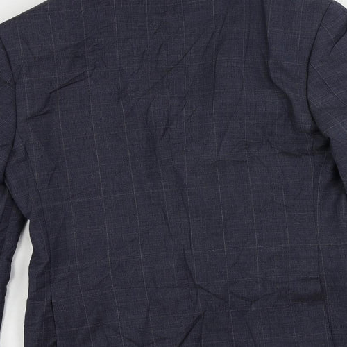 Marks and Spencer Mens Blue Check Polyester Jacket Suit Jacket Size 38 Regular