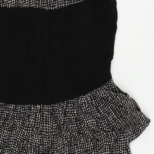 Mango Womens Black Geometric Viscose Pencil Dress Size XS Round Neck Zip - Peplum
