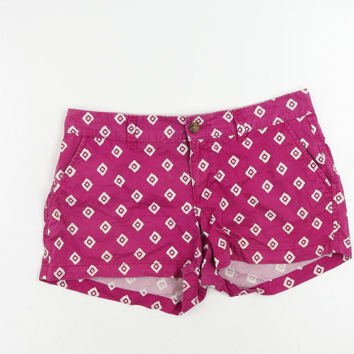 Old Navy Womens Pink Geometric Cotton Hot Pants Shorts Size 6 L3 in Regular Zip