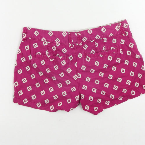 Old Navy Womens Pink Geometric Cotton Hot Pants Shorts Size 6 L3 in Regular Zip