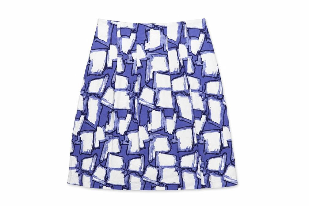 David Lawrence Womens Blue Geometric Viscose A-Line Skirt Size 6 Zip - Lined