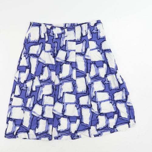 David Lawrence Womens Blue Geometric Viscose A-Line Skirt Size 6 Zip - Lined