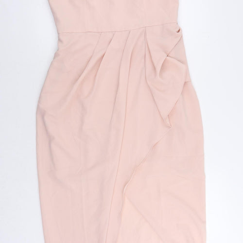 Very Womens Pink Polyester Sheath Size 14 V-Neck Zip