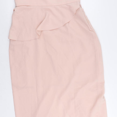 Very Womens Pink Polyester Sheath Size 14 V-Neck Zip