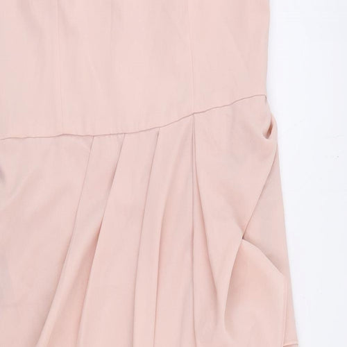 Very Womens Pink Polyester Sheath Size 14 V-Neck Zip