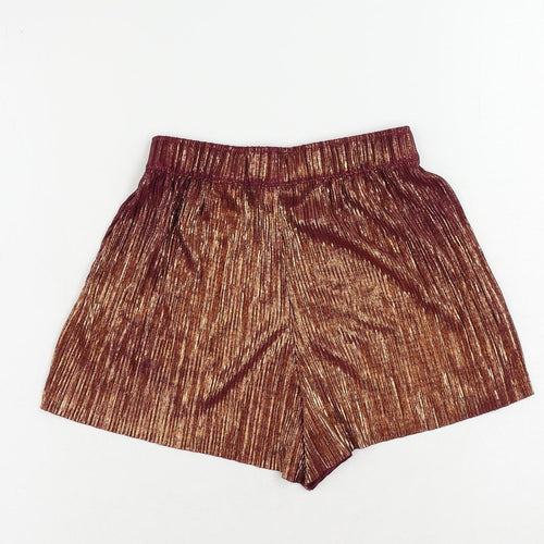 H&M Womens Purple Polyester Basic Shorts Size 6 L3 in Regular - Metallic Plisse