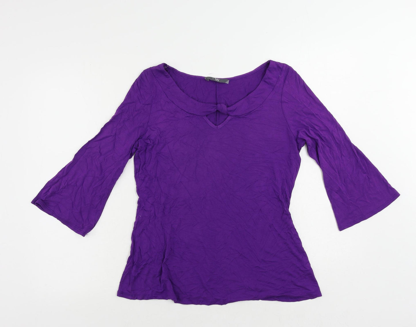 BHS Womens Purple Viscose Basic T-Shirt Size 12 Boat Neck