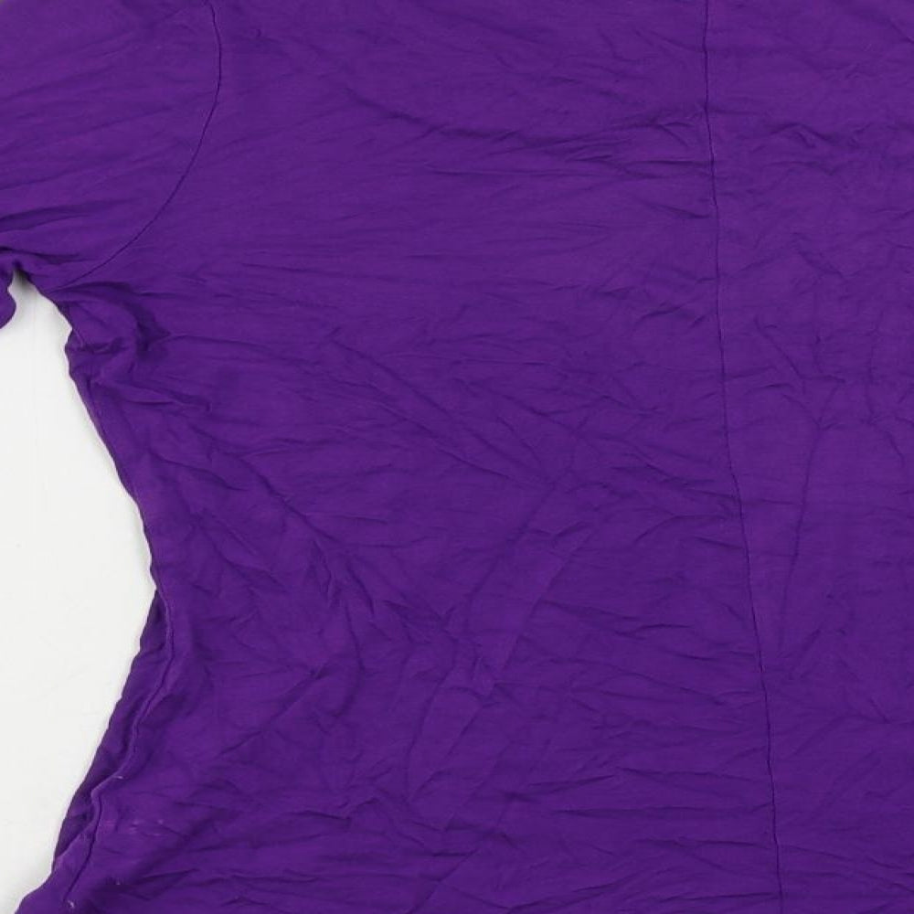 BHS Womens Purple Viscose Basic T-Shirt Size 12 Boat Neck
