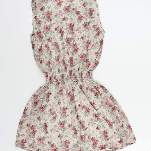 Miso Womens Multicoloured Floral Polyester Mini Size 8 Boat Neck Pullover - Elastic Waist