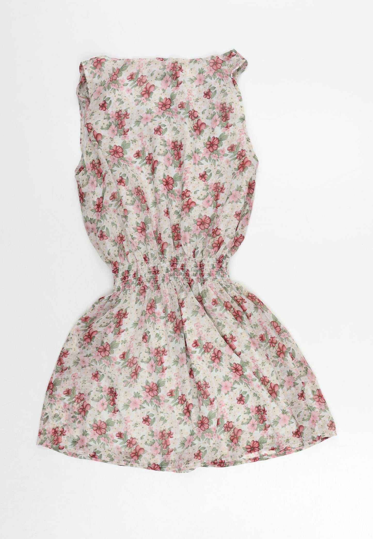 Miso Womens Multicoloured Floral Polyester Mini Size 8 Boat Neck Pullover - Elastic Waist