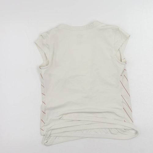 adidas Womens White Striped Polyester Wrap Blouse Size 10 V-Neck - Logo