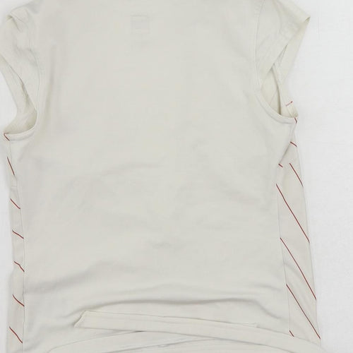 adidas Womens White Striped Polyester Wrap Blouse Size 10 V-Neck - Logo