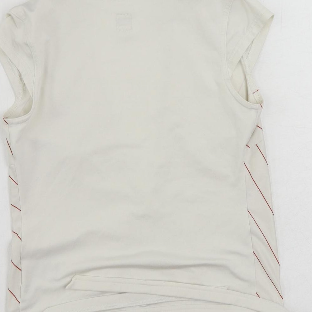 adidas Womens White Striped Polyester Wrap Blouse Size 10 V-Neck - Logo