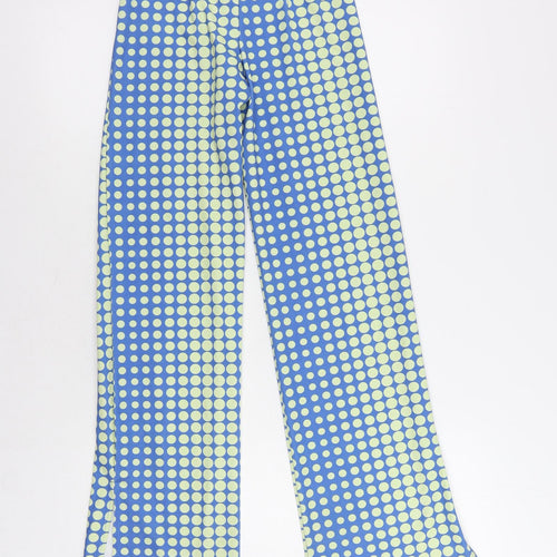 Divided by H&M Womens Blue Polka Dot Polyester Trousers Size XS L30 in Regular - Elastic Waist