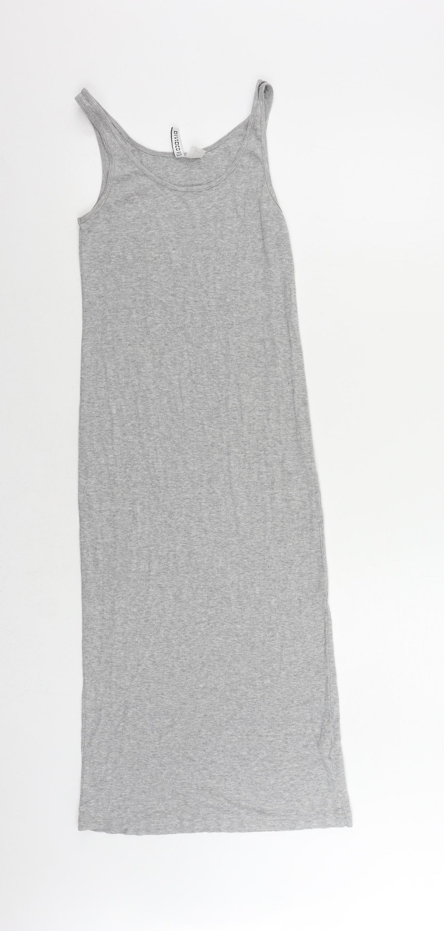 H&M Womens Grey Cotton Tank Dress Size S Round Neck