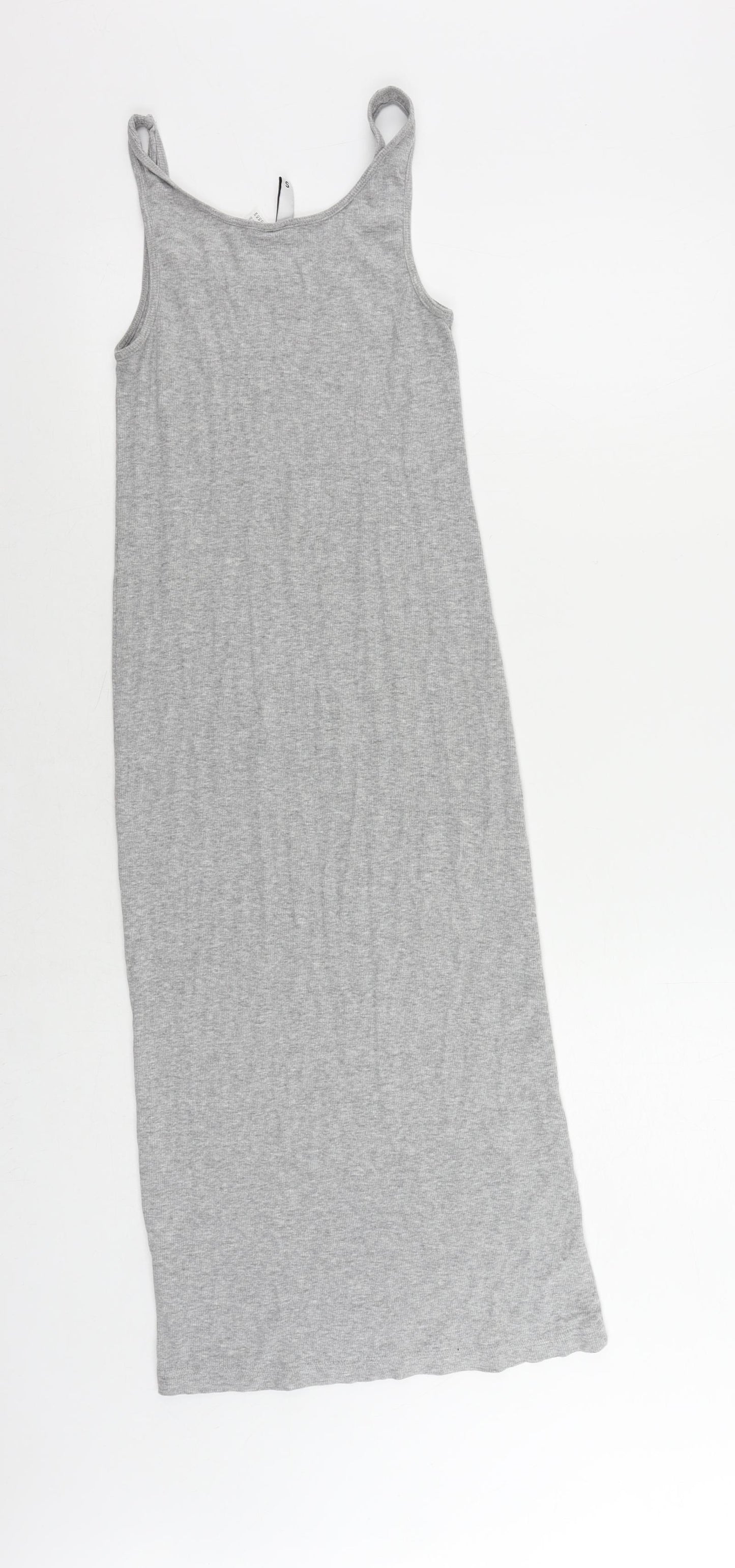 H&M Womens Grey Cotton Tank Dress Size S Round Neck