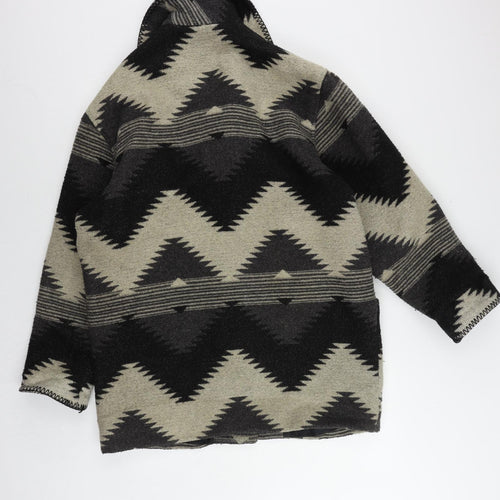 Long Tall Sally Womens Black Geometric Overcoat Coat Size 14 Toggle