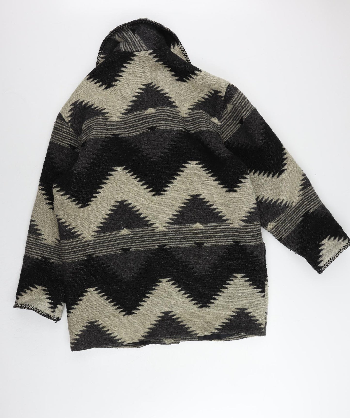 Long Tall Sally Womens Black Geometric Overcoat Coat Size 14 Toggle