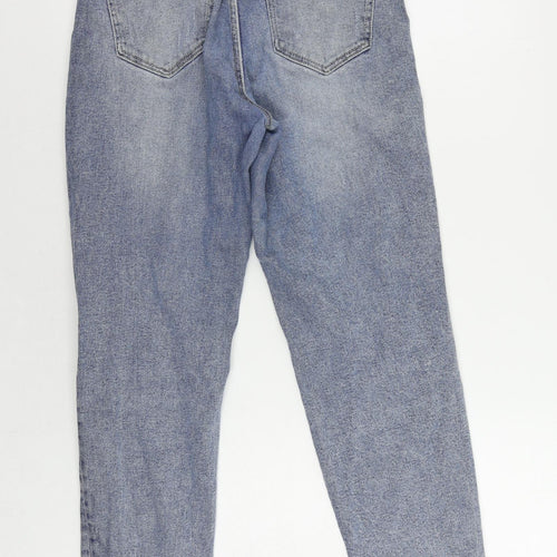 Stradivarius Womens Blue Cotton Mom Jeans Size 12 L27 in Regular Zip