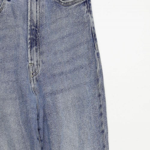Stradivarius Womens Blue Cotton Mom Jeans Size 12 L27 in Regular Zip