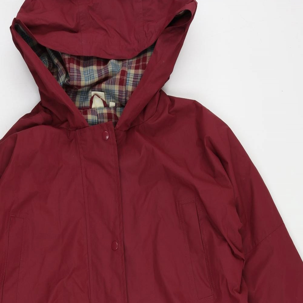 Cotton Traders Womens Red Rain Coat Coat Size 16 Zip - Hooded