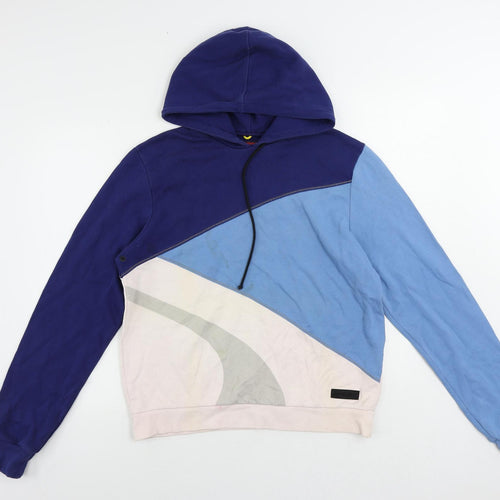 Burberry Womens Blue Colourblock Cotton Pullover Hoodie Size M Pullover - Vintage