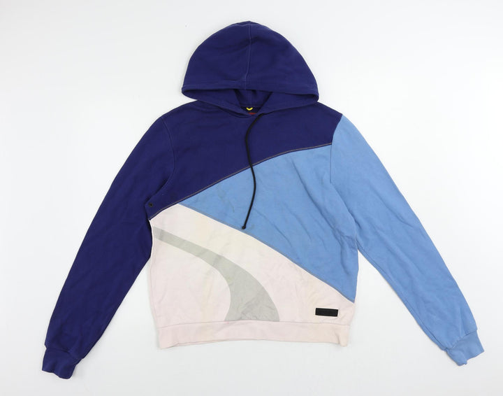 Burberry Womens Blue Colourblock Cotton Pullover Hoodie Size M Pullover - Vintage