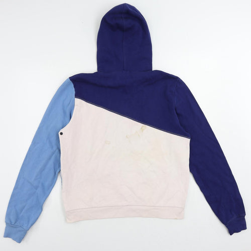 Burberry Womens Blue Colourblock Cotton Pullover Hoodie Size M Pullover - Vintage