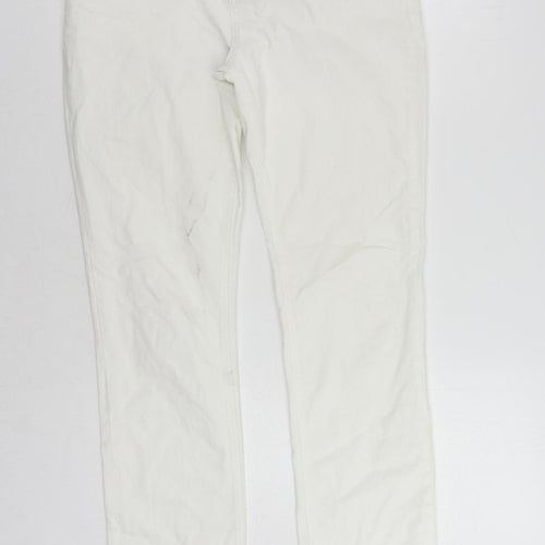 Boden Womens White Cotton Straight Jeans Size 12 L30 in Regular Zip