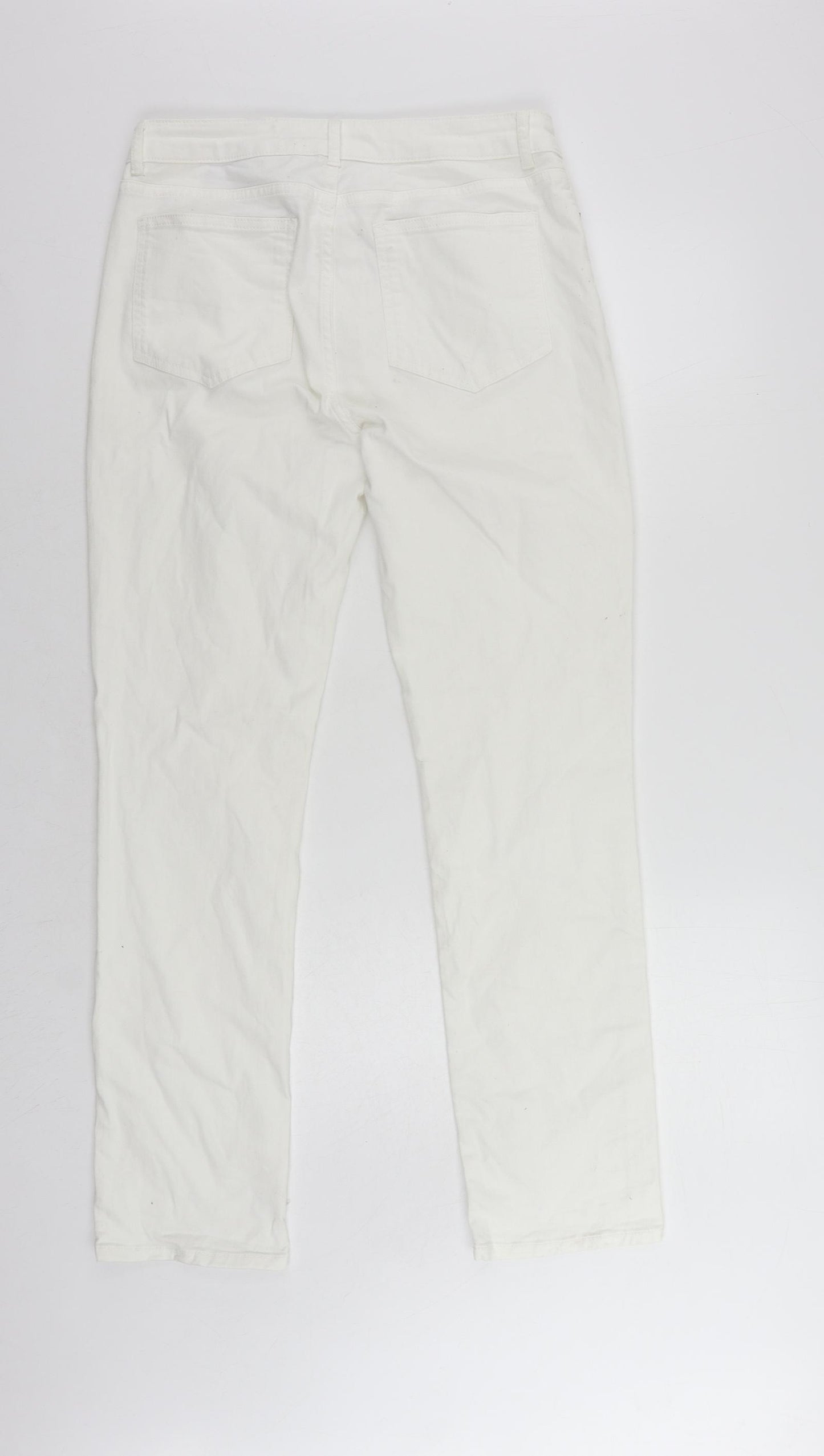 Boden Womens White Cotton Straight Jeans Size 12 L30 in Regular Zip