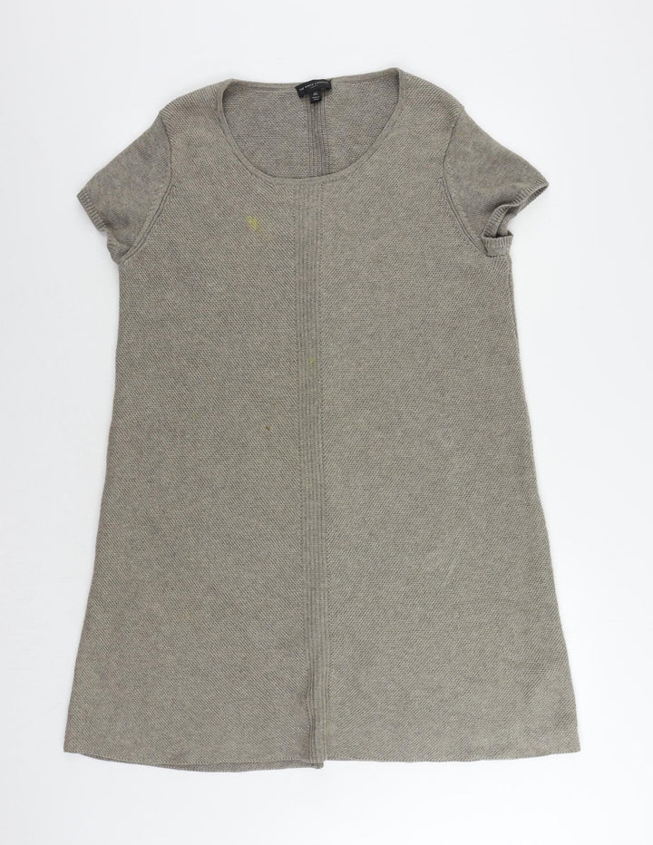 The White Company Womens Beige Wool Jumper Dress Size L Round Neck Pullover - Vintage