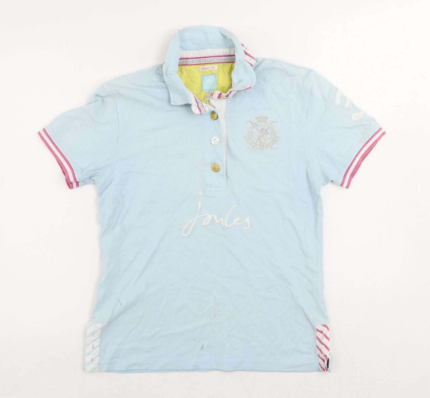Joules Womens Blue Cotton Basic Polo Size 14 Collared - Vintage