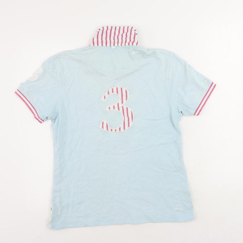 Joules Womens Blue Cotton Basic Polo Size 14 Collared - Vintage