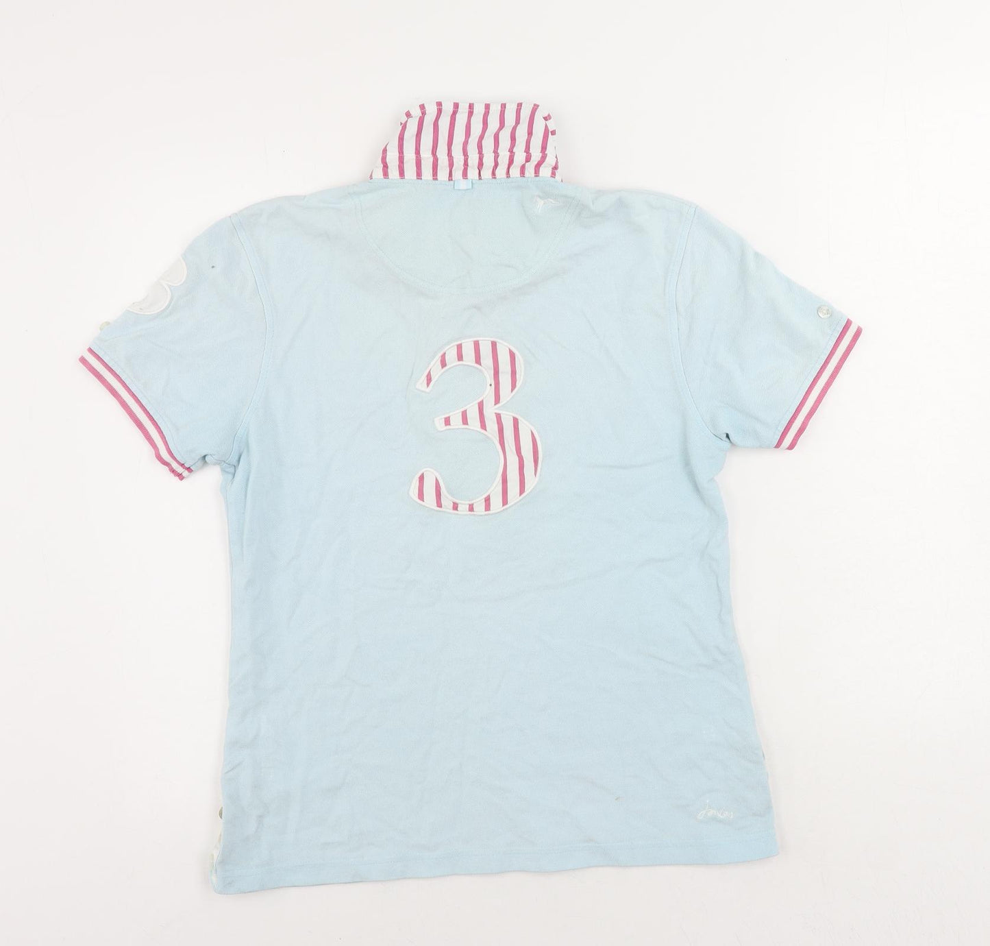 Joules Womens Blue Cotton Basic Polo Size 14 Collared - Vintage