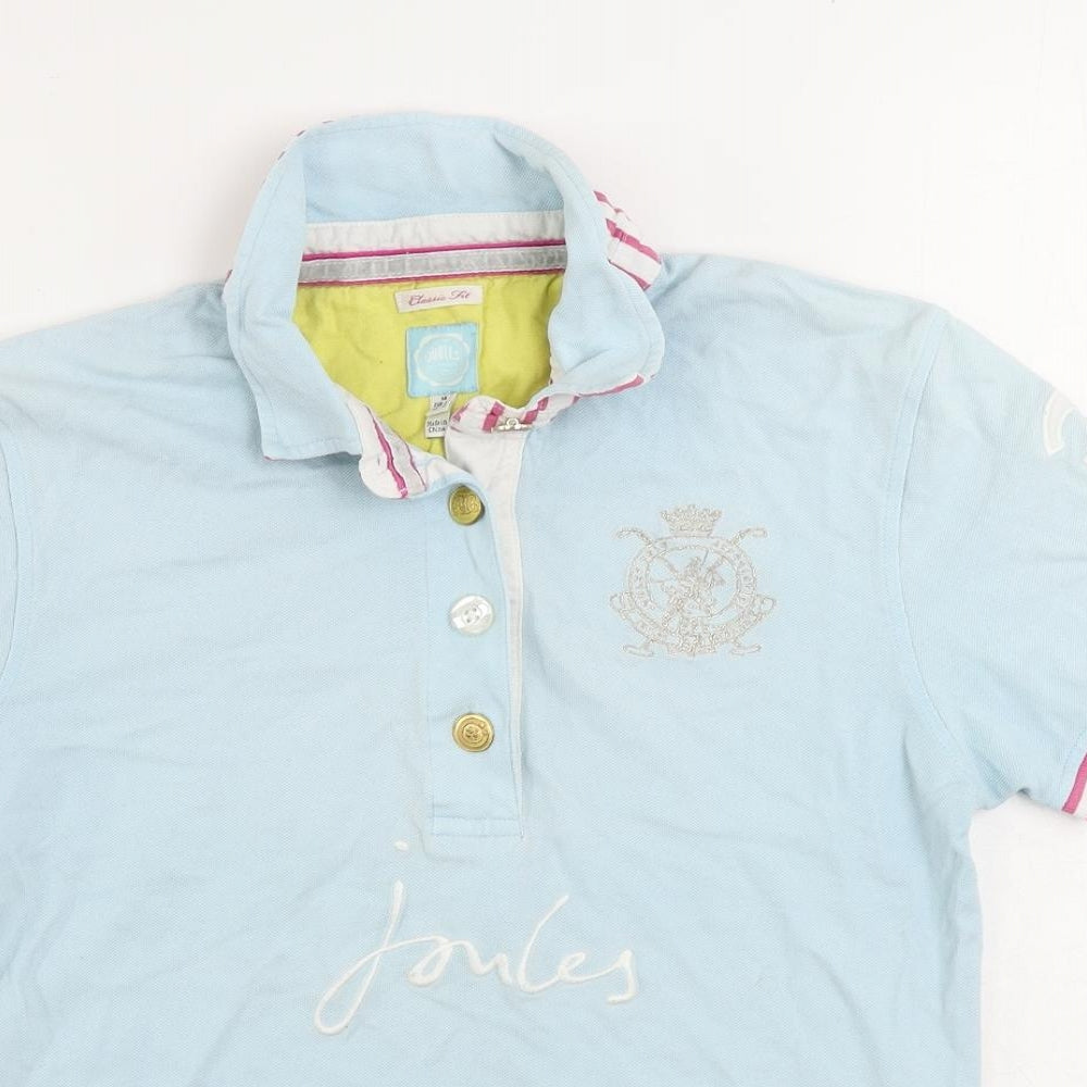 Joules Womens Blue Cotton Basic Polo Size 14 Collared - Vintage